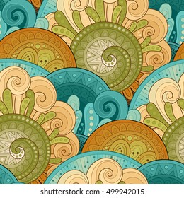 Vector Seamless Floral Pattern. Hand Drawn Texture with Flowers, Paisley Garden Style