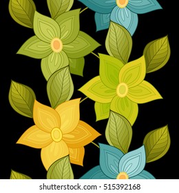 Vector Seamless Floral Pattern. Hand Drawn Texture with Flowers, Paisley Garden Style. Floral Lace for Your Design