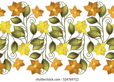Vector Seamless Floral Pattern. Hand Drawn Texture with Flowers, Paisley Garden Style. Floral Lace for Your Design