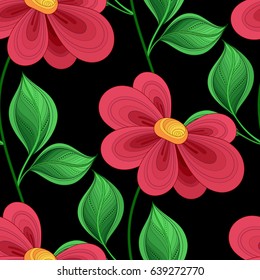 Vector Seamless Floral Pattern. Hand Drawn Texture with Flowers, Paisley Garden Style