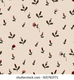 Vector seamless floral pattern from handdrawn buds. For fabric, cloth design, wallpaper.