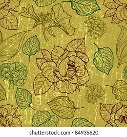 Vector seamless floral pattern with herbarium (from my big "Floral collection")