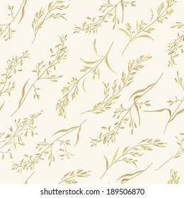 Vector seamless floral pattern with herbs on a white background.