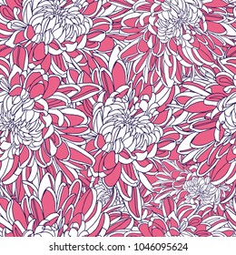 Vector seamless floral pattern. Japanese national flower chrysanthemum. Illustration luxury design, textiles, paper, wallpaper, curtains, blinds.