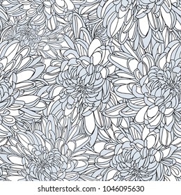 Vector seamless floral pattern. Japanese national flower chrysanthemum. Illustration luxury design, textiles, paper, wallpaper, curtains, blinds.