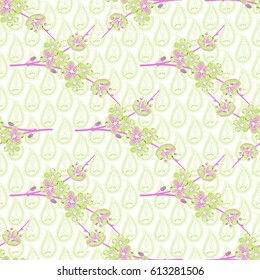 Vector seamless floral pattern in japanese style.