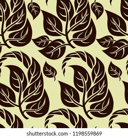 Vector seamless floral pattern with leafs. Plant background