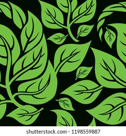Vector seamless floral pattern with leafs. Plant background