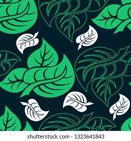 Vector seamless floral pattern with leafs. Plant background