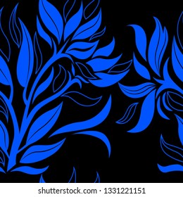 Vector seamless floral pattern with leafs. Plant background