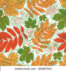 Vector seamless floral pattern with leafs