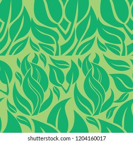 Vector seamless floral pattern with leaves. Plant background