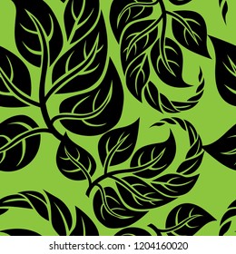 Vector seamless floral pattern with leaves. Plant background