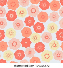 Vector seamless floral pattern from leaves and semiabstract flowers. For fabric, cloth design, wallpaper.
