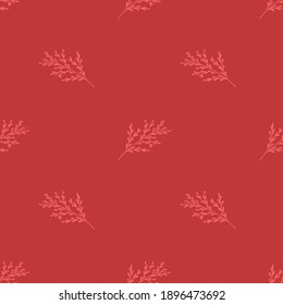 Vector seamless floral pattern. Light elements on a red background. Can be for wallpaper, tiles, fabrics and dishes