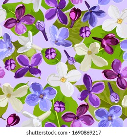 Vector Seamless Floral Pattern With Lilac Flowers