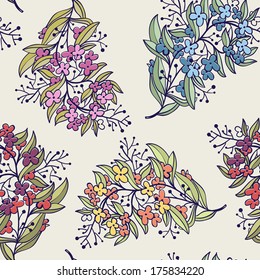 vector seamless floral pattern with lilac flowers