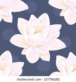 Vector Seamless Floral Pattern, Lotus Flower