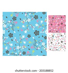Vector seamless floral pattern in multiple colorways