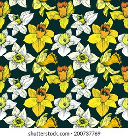 vector seamless floral pattern with narcissuses