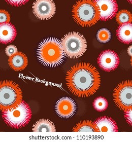 Vector seamless floral pattern on brown background
