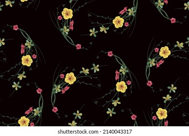 Vector seamless floral pattern on a black background field flowers for the design of textiles, wrapping paper, wallpapers.