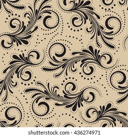 Vector seamless floral pattern on a golden gbackground