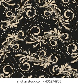 Vector seamless floral pattern on a black background
