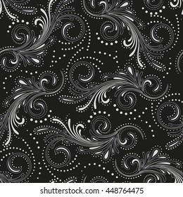 Vector seamless floral pattern on a black background