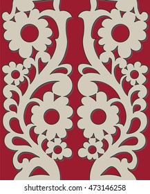 Vector seamless floral pattern on a white  and red background