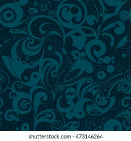Vector seamless floral pattern on a blue background