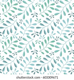 Vector seamless floral pattern on white background. Branches of a plant