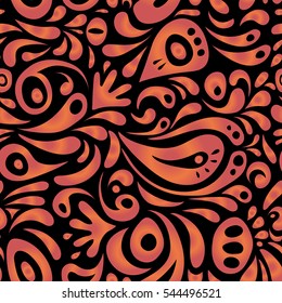 Vector seamless floral pattern in orange and pink colors for design, textile or fabric. Vector illustration.