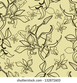 Vector seamless floral pattern with orchid flowers