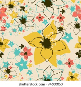 Vector Seamless floral pattern with orchid flower  (From my big "Seamless collection")