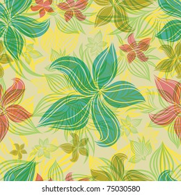 Vector Seamless floral pattern with orchid flower  (From my big "Seamless collection")