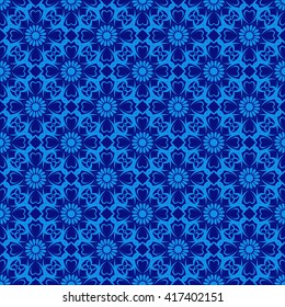 Vector Seamless Floral Pattern over blue color. Pattern in swatches panel.