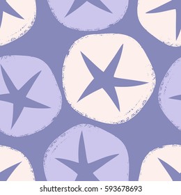 Vector seamless floral pattern. Painted morning glory flowers with texture brush strokes on light purple background.