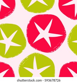 Vector seamless floral pattern. Painted morning glory flowers with texture brush strokes on light pink background.