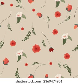 Vector seamless floral pattern in pastel colors.
