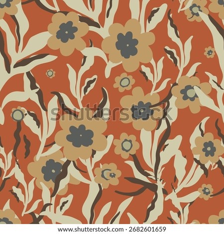 Vector seamless floral pattern with pastel flowers and leaves. Great for textile, stationery, and wallpaper. Vector illustration.