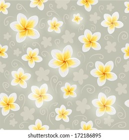 Vector seamless floral pattern with plumeria 