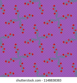 Vector seamless floral pattern with poppy flowers and leaves in violet, red and green colors.