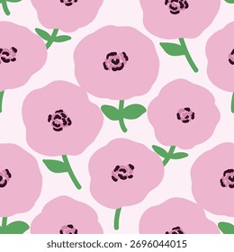 Vektor nahtloses Blumenmuster mit violetten Pansy-Blumen, vintage handgezeichneter botanischer Hintergrund für Stoff, Tapete und Packpapier
