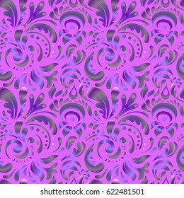Vector seamless floral pattern in purple and violet colors for design, textile or fabric. Vector illustration.