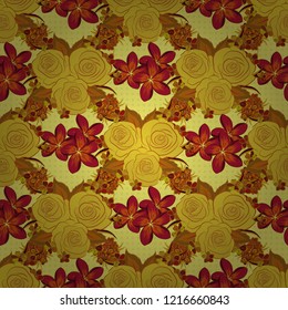 Vector seamless floral pattern with red, yellow and orange roses, watercolor effect.