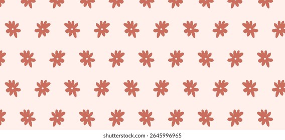 Vector seamless floral pattern in retro style. Hand drawn simple flowers.vintage design.