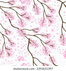 Vector seamless floral pattern with sakura.