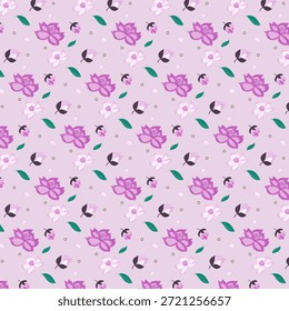 Vector seamless floral pattern with sakura flowers and buds, sakura patern