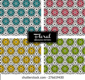 Vector Seamless Floral Pattern Set